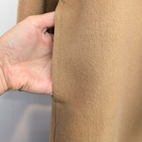 Pissenlit Camel Wool Cashmere Coat genuine Fox Fur Collar - Picture 8 of 9